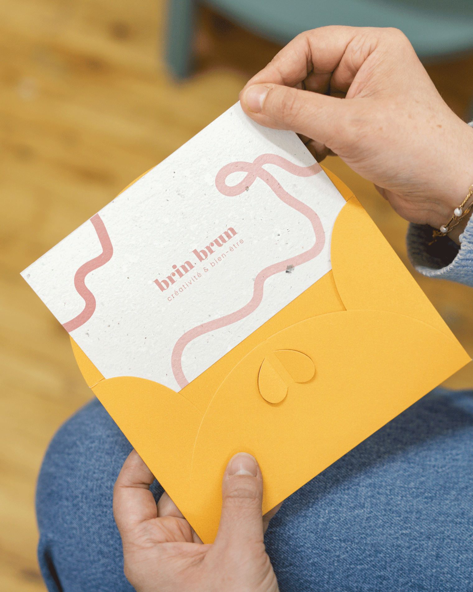 Gift card for creative workshop or gift box, handmade from recycled paper!