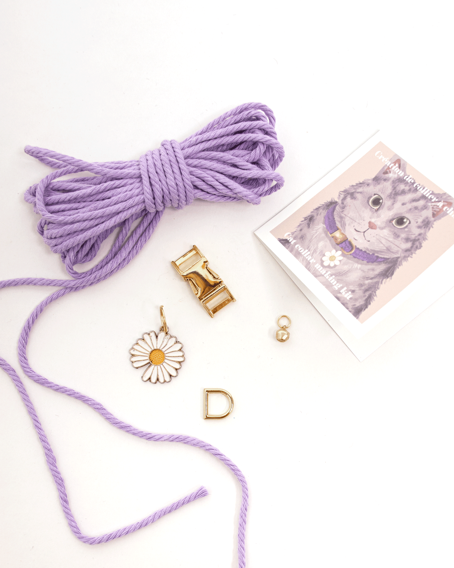 collier pour chat, fabrication d'un collier pour chat, Kit de fabrication, Minou, chaton, pendentif pour chat, collier en macramé, macramé pour chat
