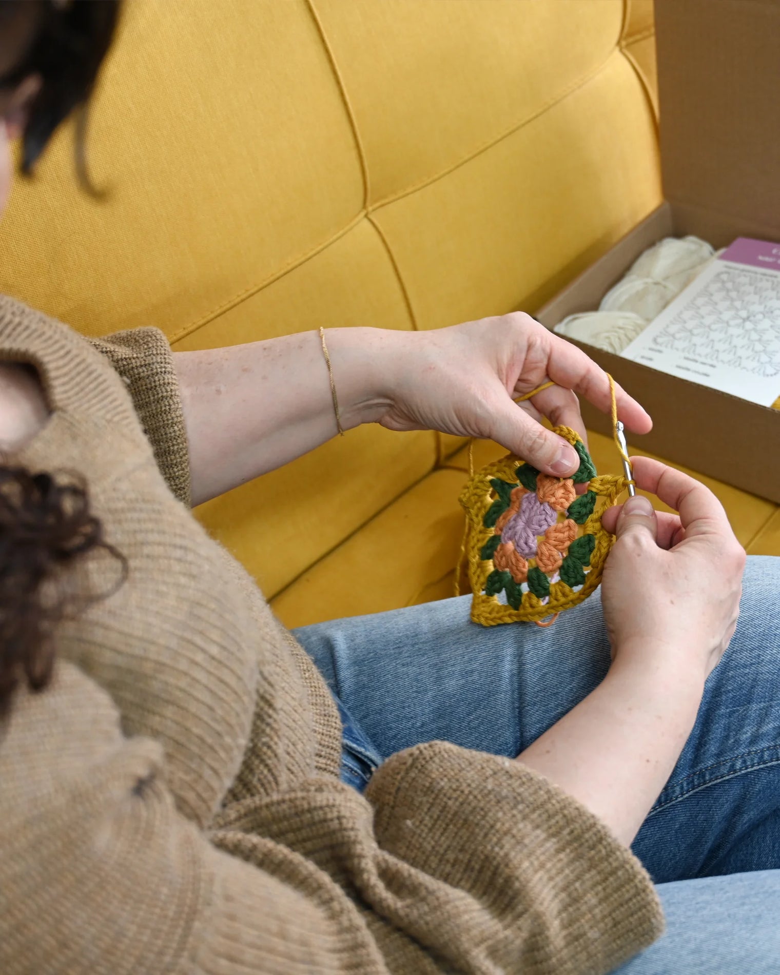 Kit crochet, sac crochet, ensemble crochet, crochet pour débutant, projet créatif, kit de fabrication d'un sac crochet, granny square, tutoriel vidéo granny square