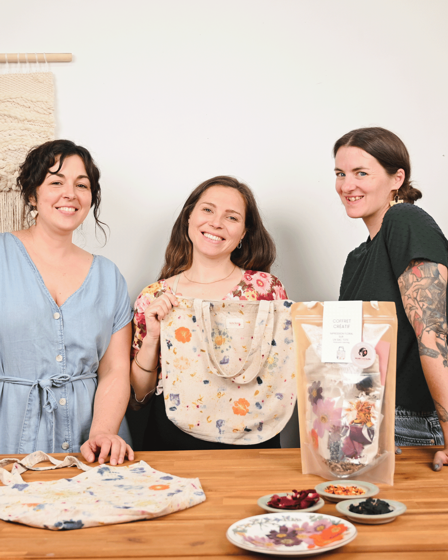 Ensemble sac fourre-tout avec impression florale