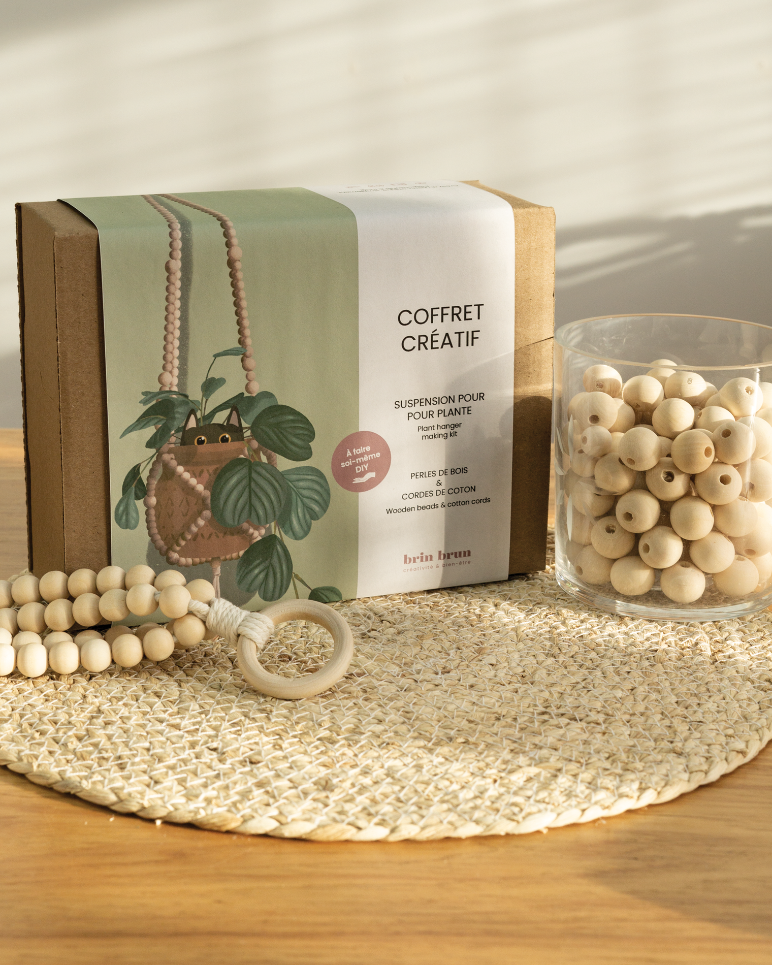 Kit DIY wood beads plant hanger making kit