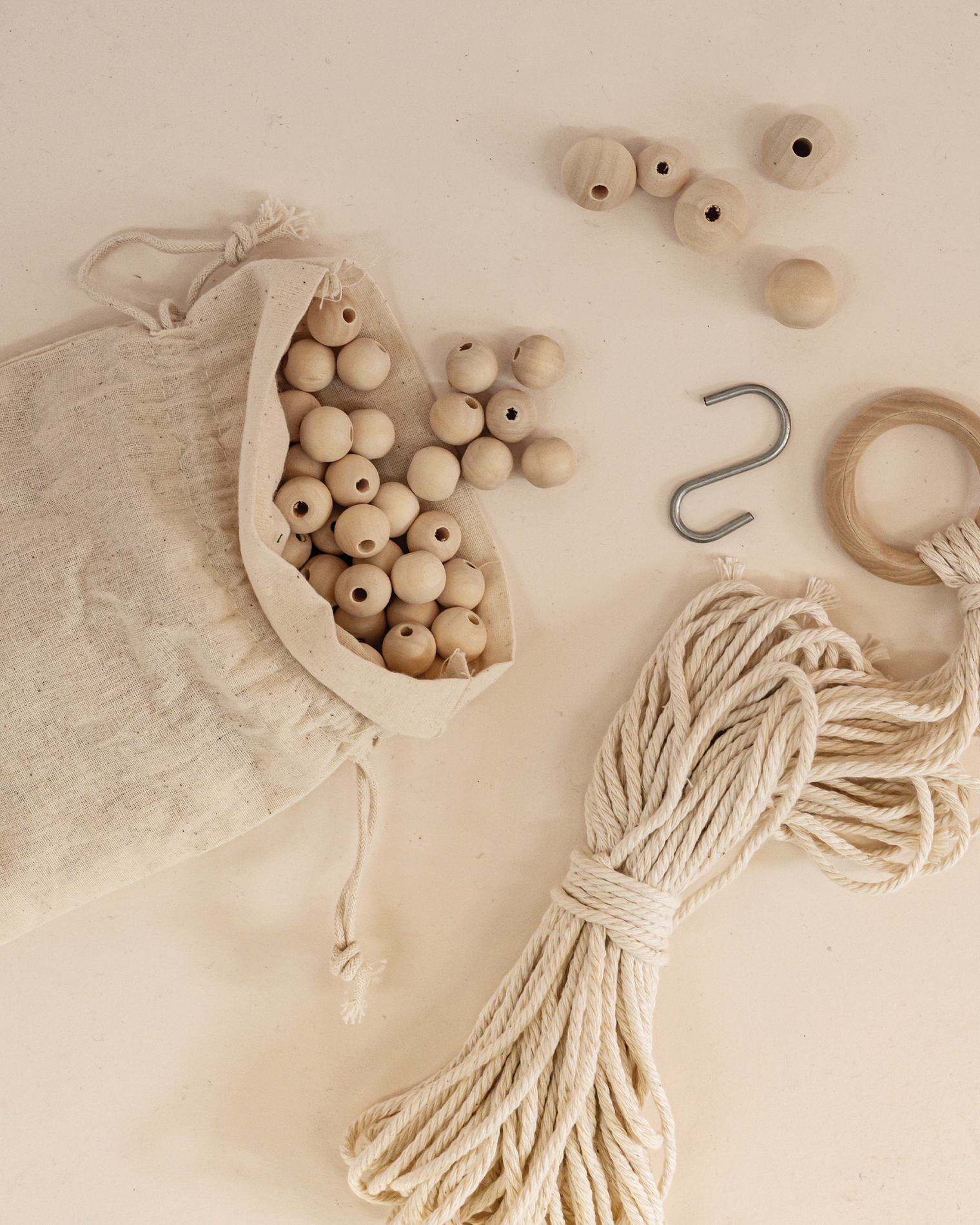 Kit DIY wood beads plant hanger making kit