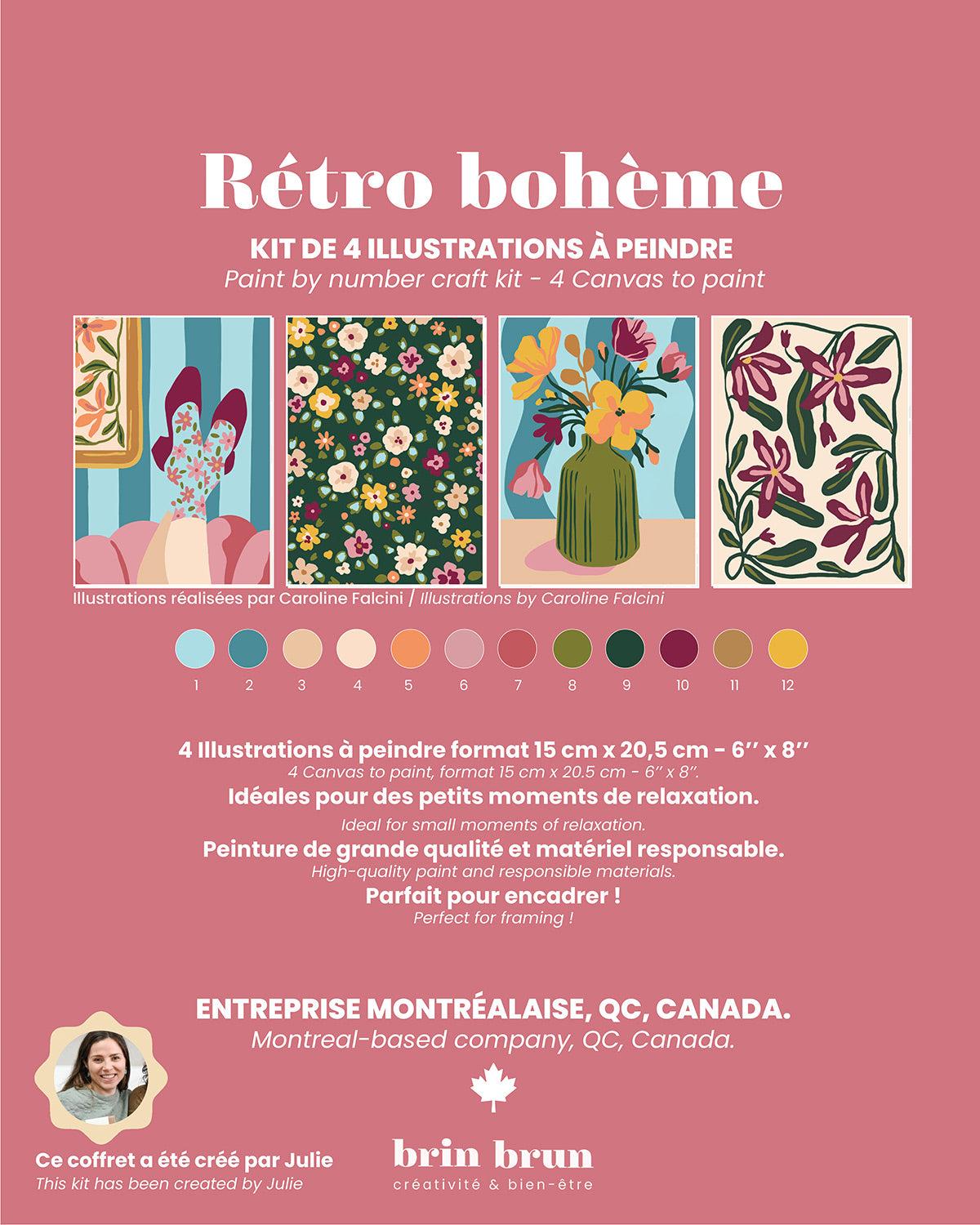 Coffret créatif, Kit de peinture à numéros - Ambiance Rétro bohème