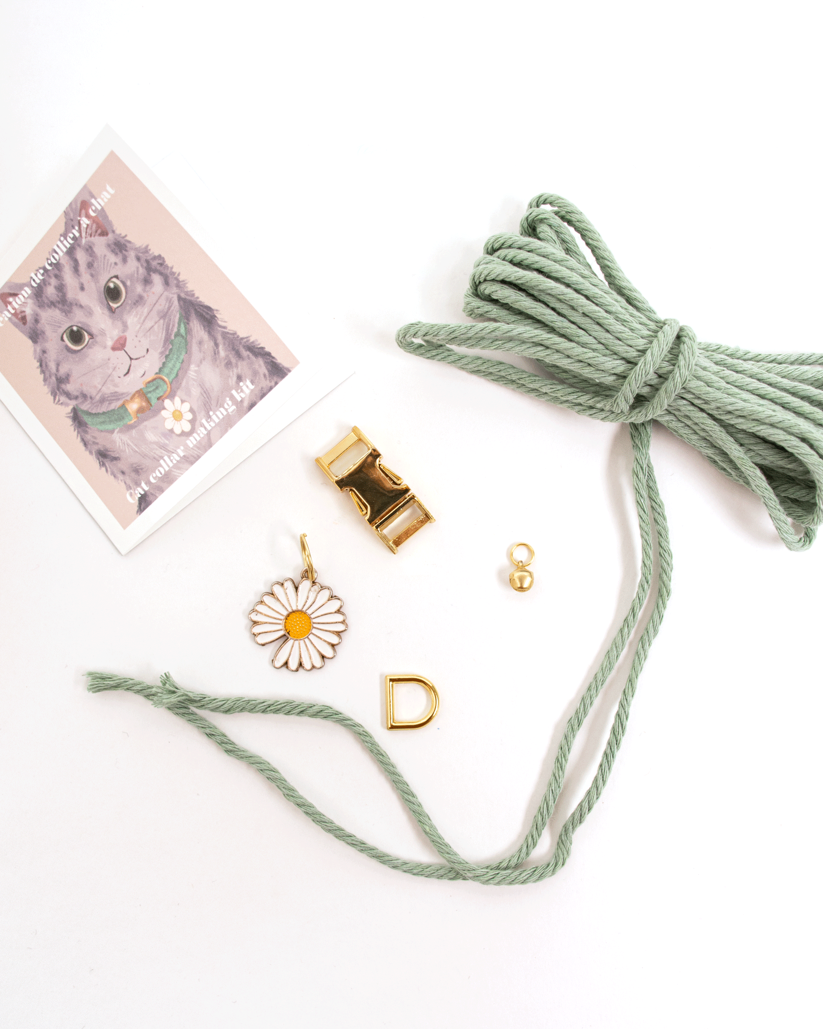 Kit DIY cat collar cat accessories macrame for beginners brin brun