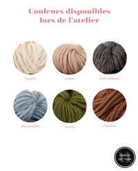 Introductory crochet workshop and making a personalized wool headband 5 hours.